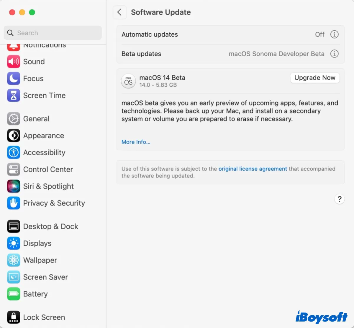 Wie man macOS Sonoma Entwickler-Beta auf dem Mac installiert, wenn sie nicht angezeigt wird