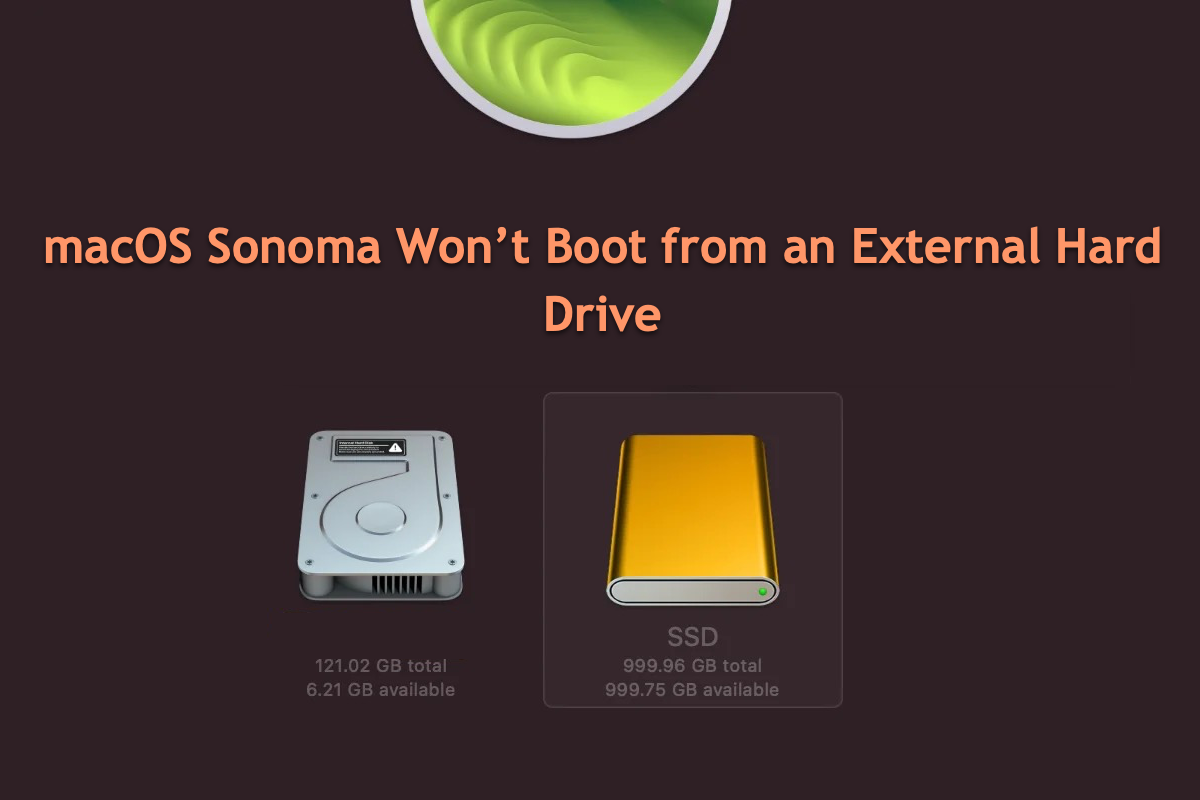macOS Sonoma não inicializa a partir de um disco rígido externo