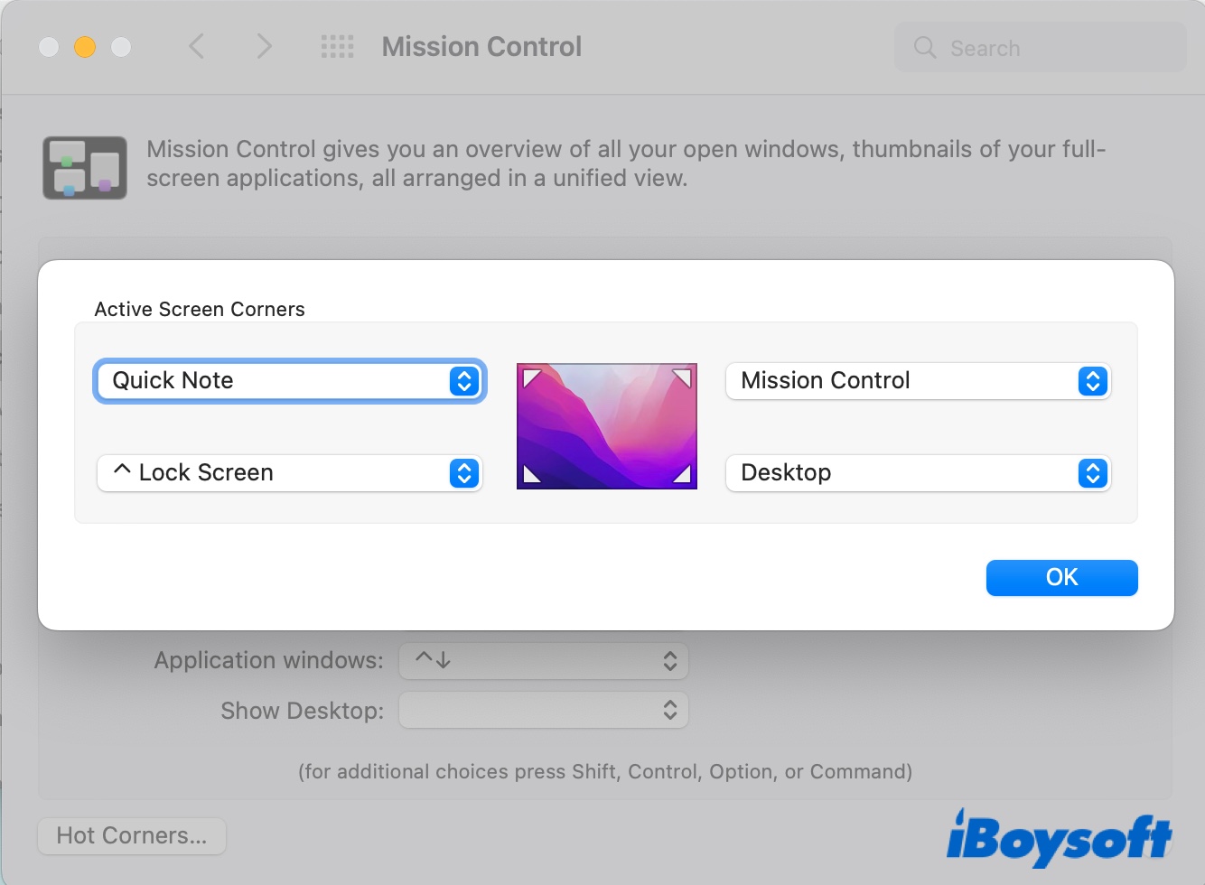 Set Hot Corners to minimize all windows on Mac