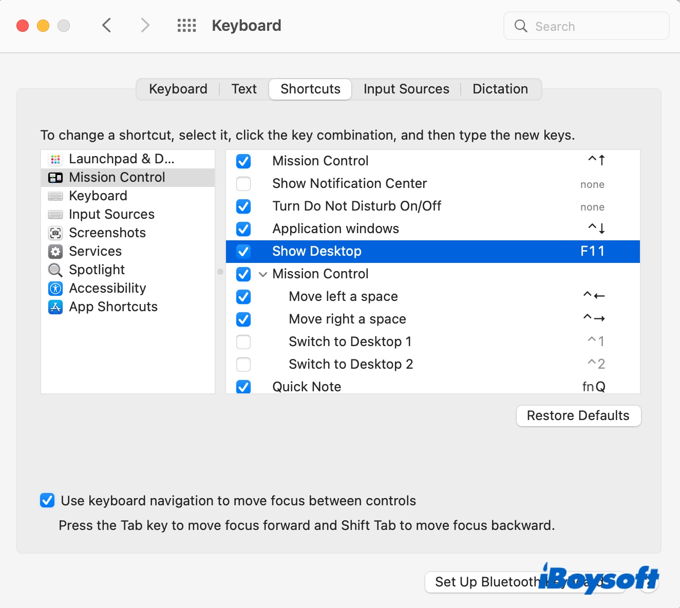 Change keyboard shortcut in Keyboard preference pane
