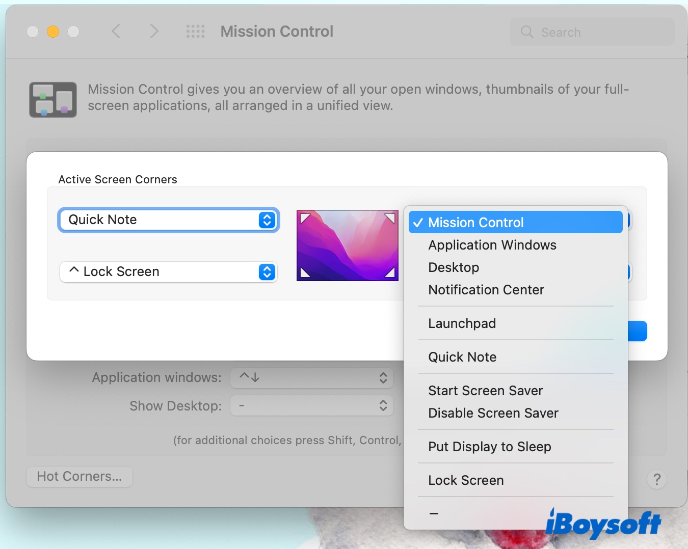 Disable Mission Control Hot Corners and reenable it