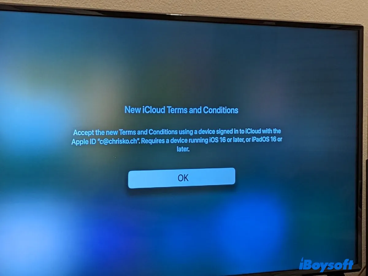 Apple TVで新しいiCloud利用規約が何度もポップアップ表示される