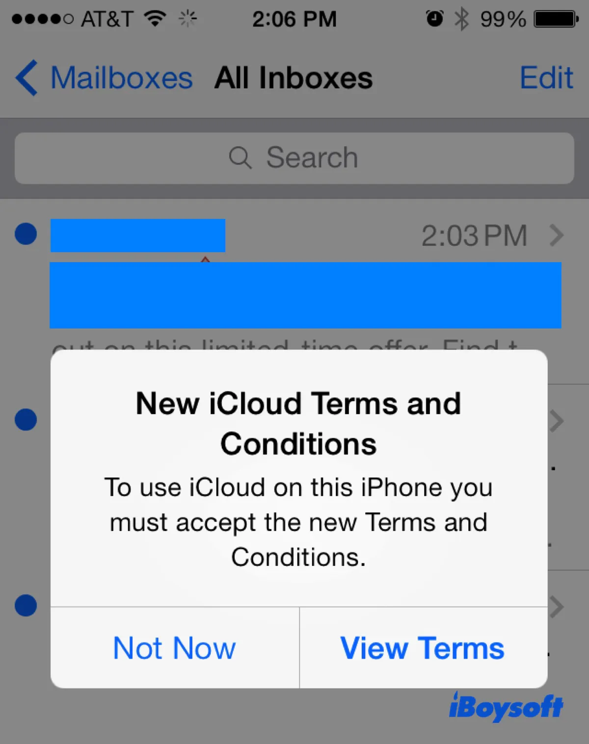 Nouveaux Termes et Conditions iCloud qui apparaissent sans cesse sur iPhone