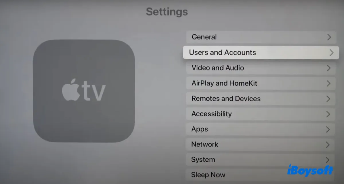 Abmelden von iCloud auf dem Apple TV