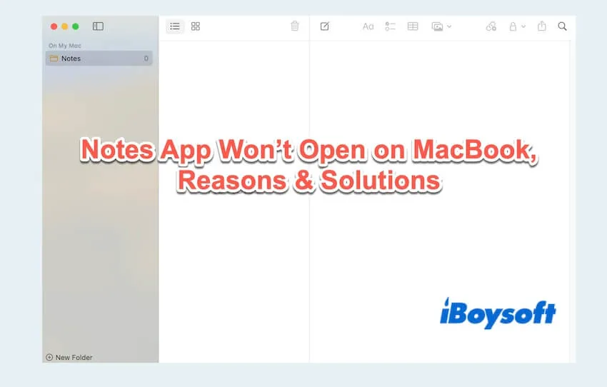 L'application Notes ne s'ouvre pas sur Mac