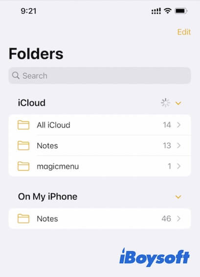 check the location where your notes are stored on iPhone