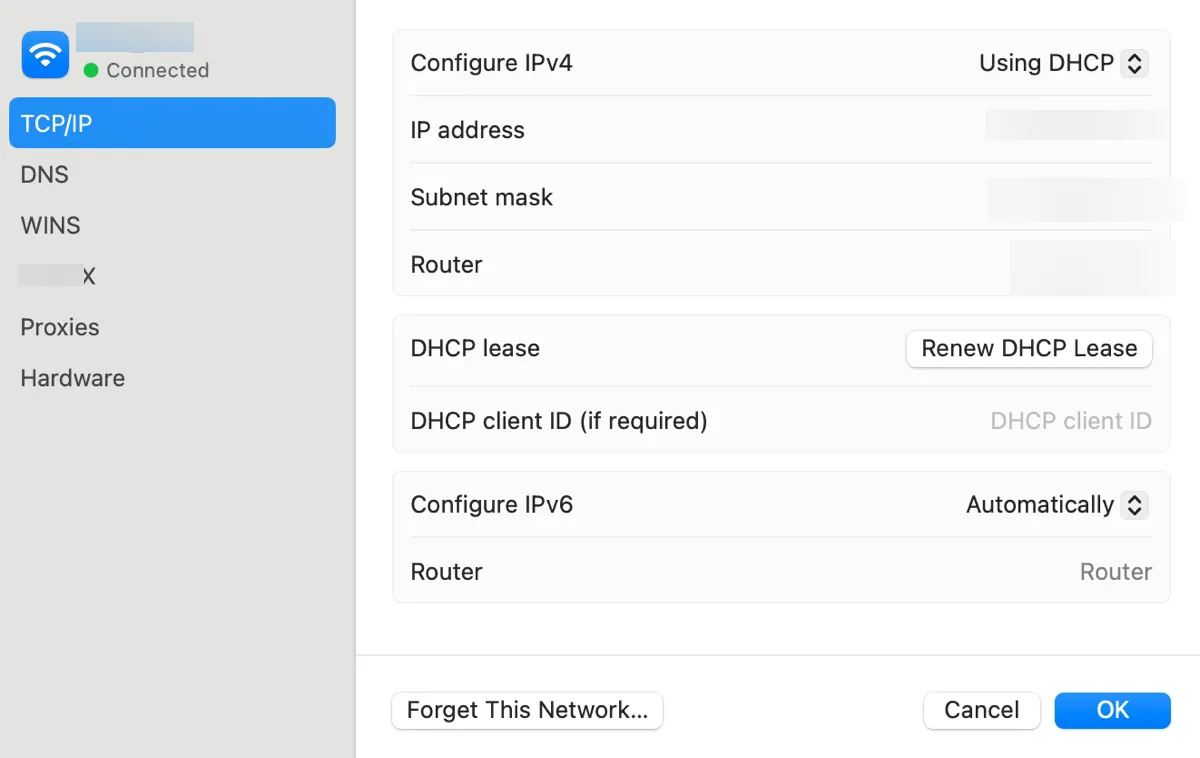 DHCP-Lease erneuern, um den NSURLErrorDomain-Fehler -1012 auf Mac zu beheben