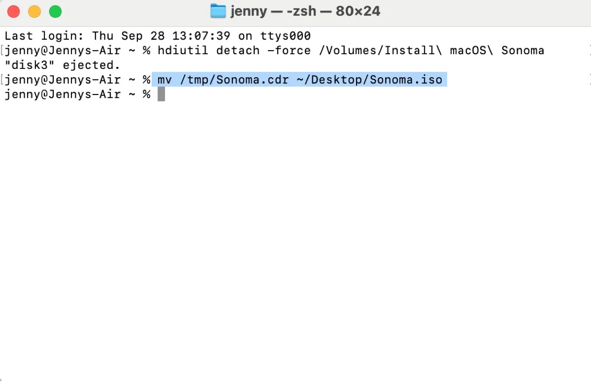 Renaming the CDR file to ISO in Terminal