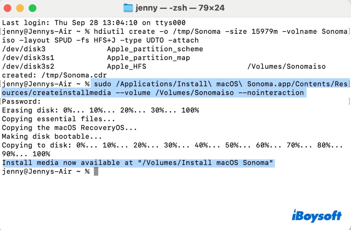 Creating a bootable macOS installer in Terminal