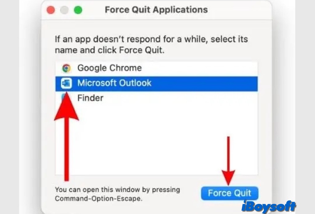 force quit and relaunch outlook for mac