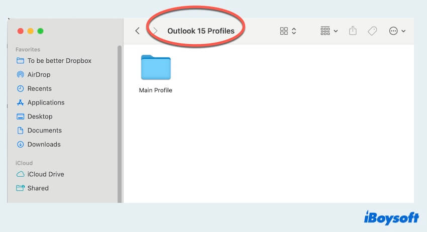 Verifique el nombre del perfil de Outlook en busca de caracteres especiales