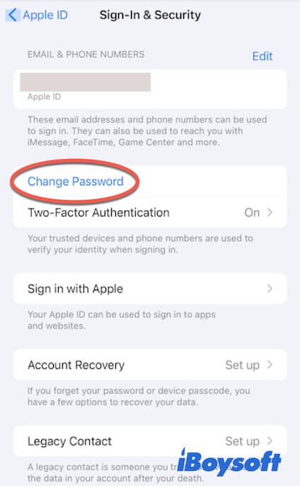 change Apple ID password on Mac