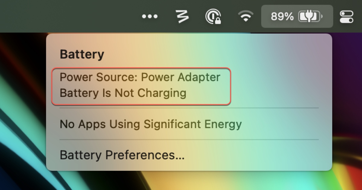 Power source power adapter battery not charging on Mac