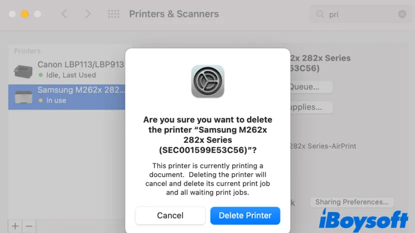 delete unused or unavailable printers