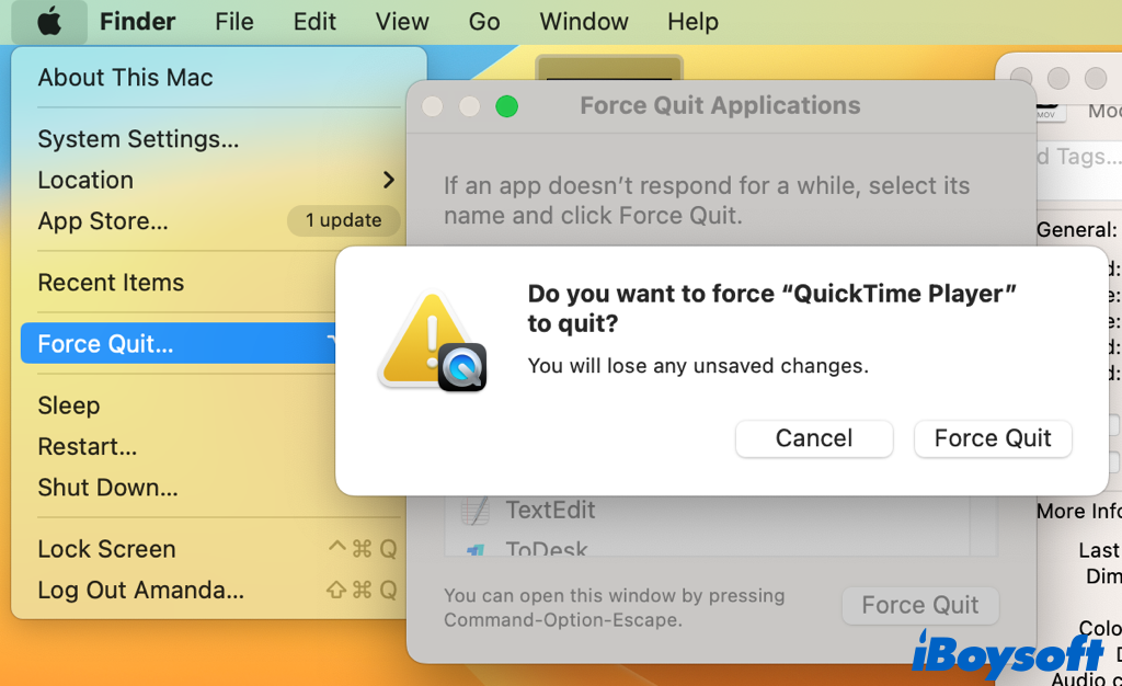 force quit with apple menu