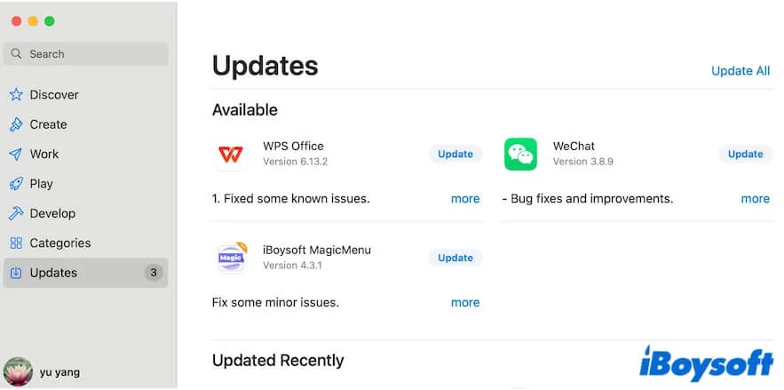 update apps on Mac