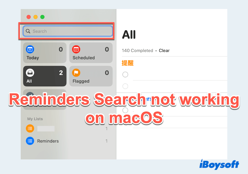 How to Fix Reminders Search not Working