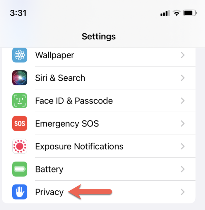 iPhone privacy settings