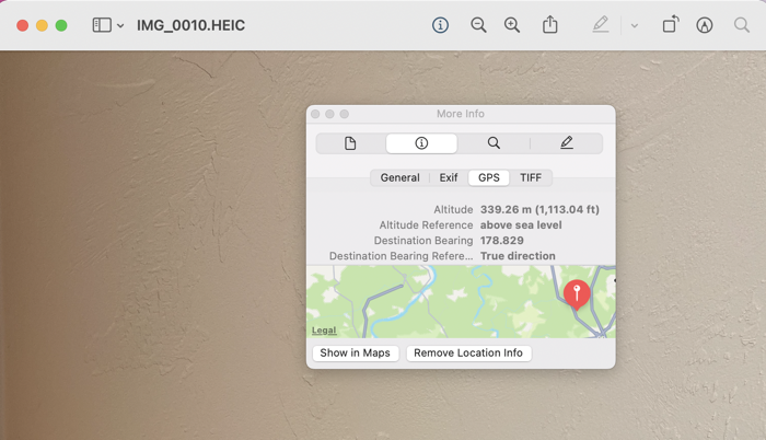 remove location from photos on Mac