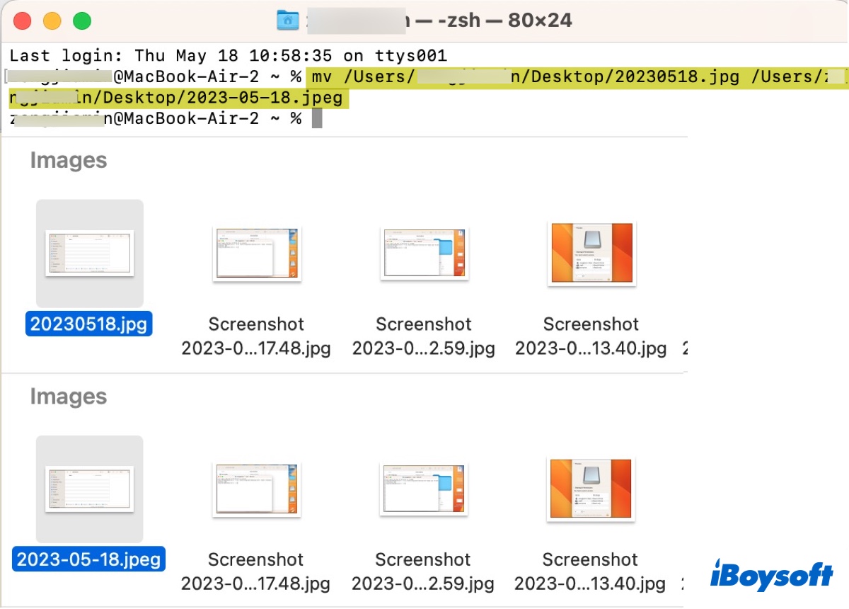 Comment renommer un fichier dans le Terminal de Mac