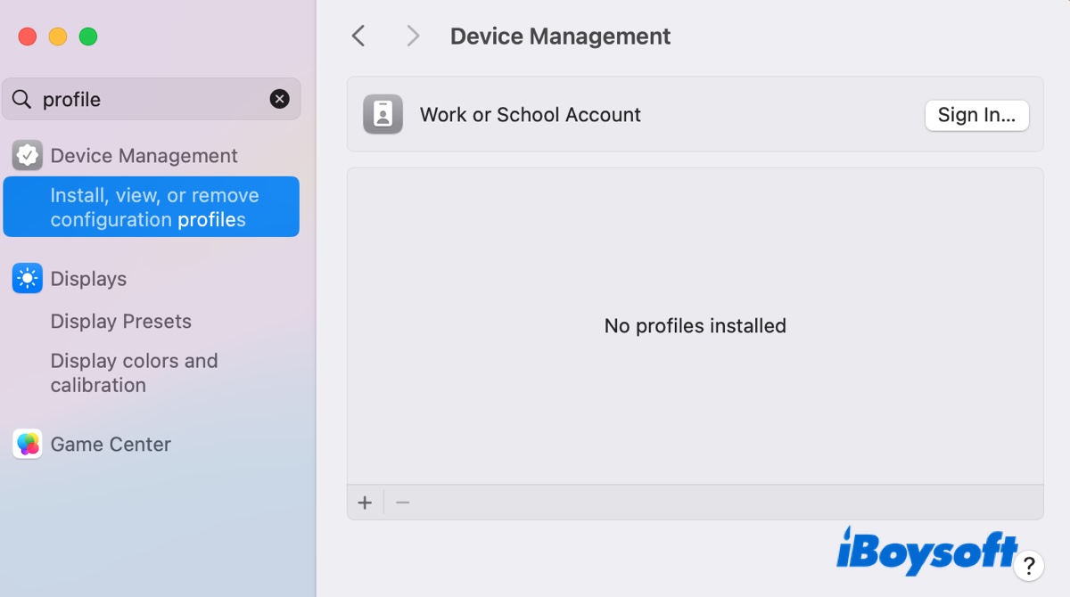 Check installed profiles on Mac