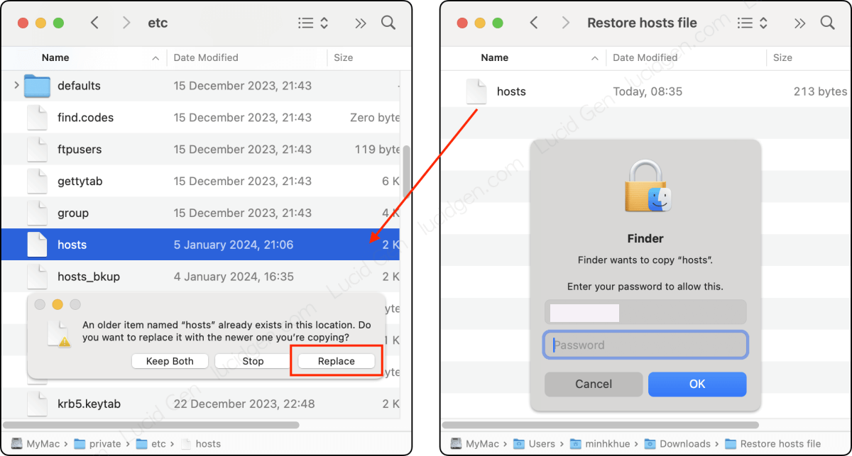 como restaurar o arquivo de hosts do Mac