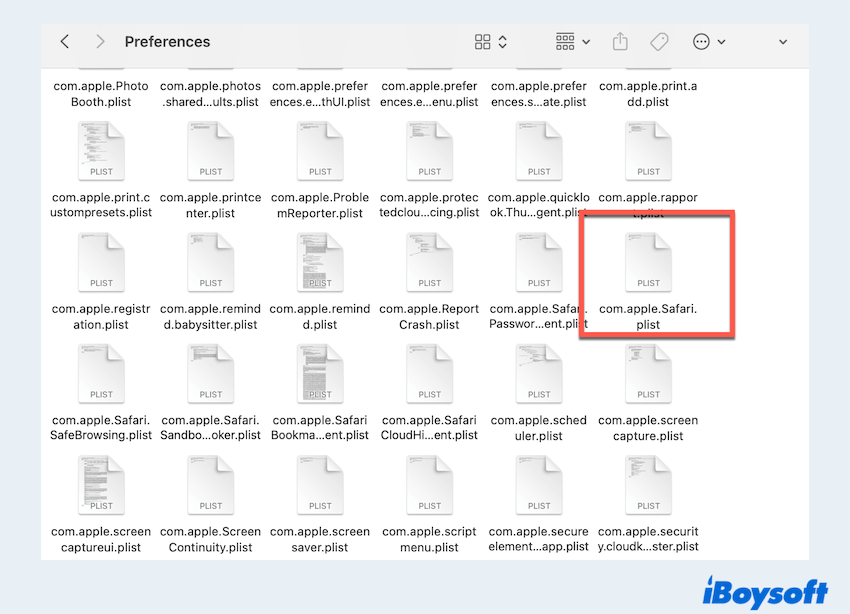 Reset Safari preference file