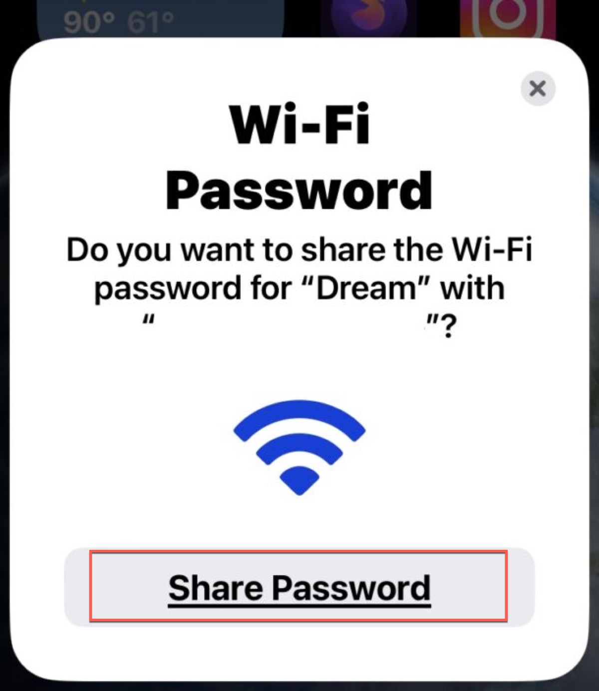 Share WiFi password on Mac