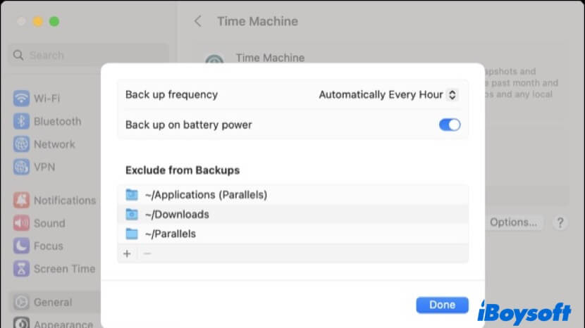 exclude folders from Time Machine backups