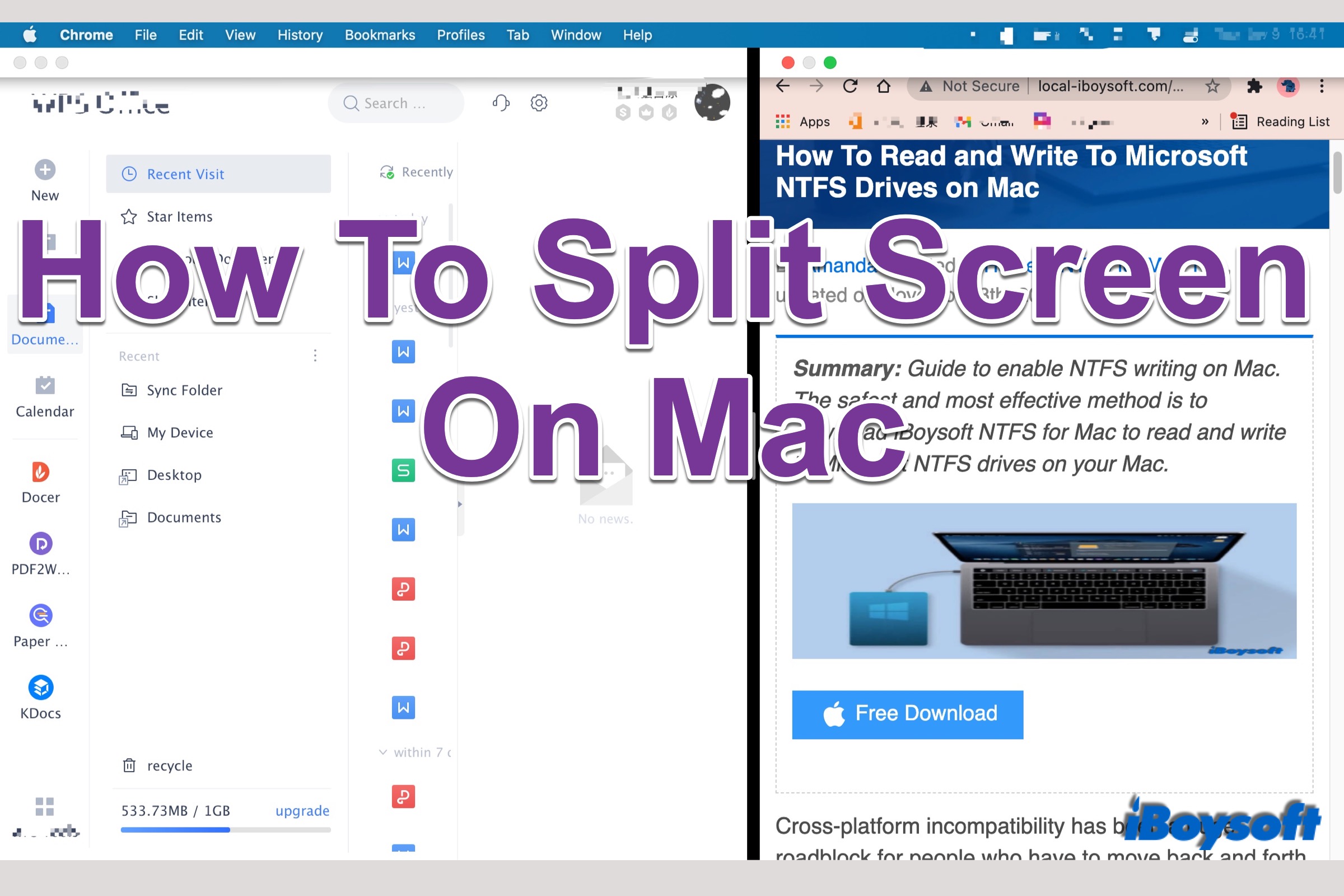 comment faire un split screen sur mac