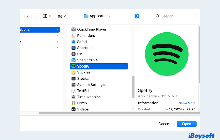 verificar permissões do Spotify