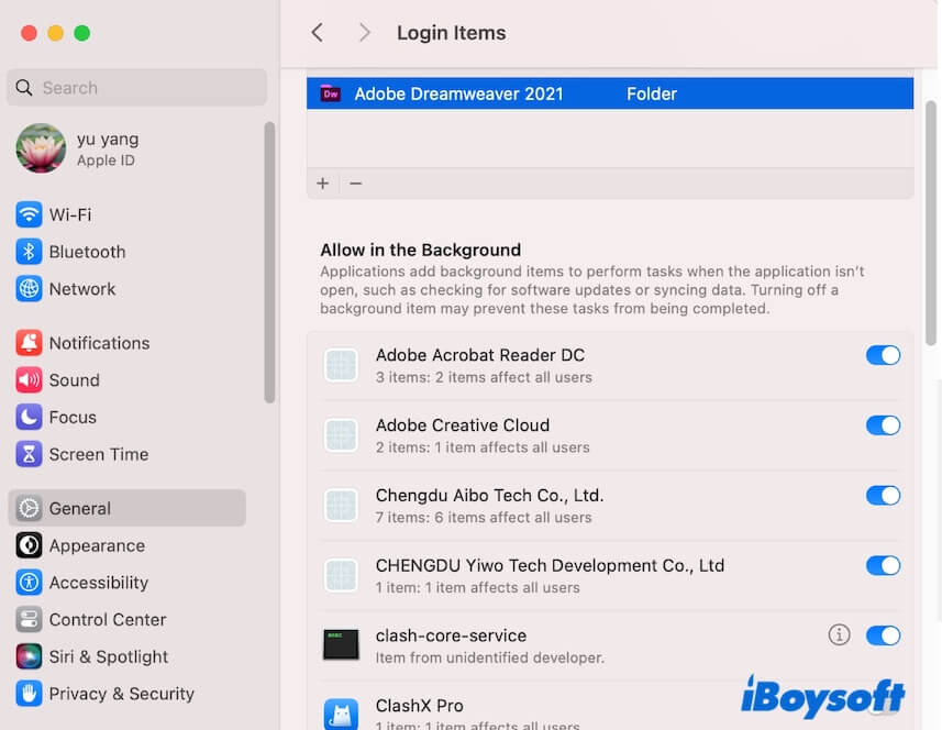 disable background apps on Mac