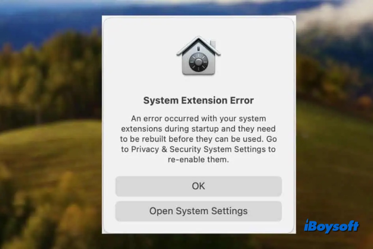 system extension error