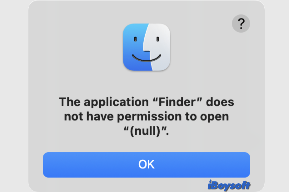 la aplicación finder no tiene permiso para abrir null