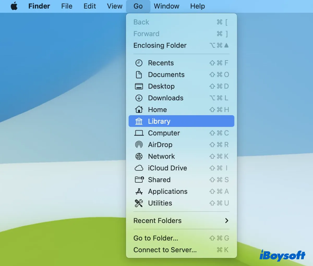 Open the hidden Library folder on Mac