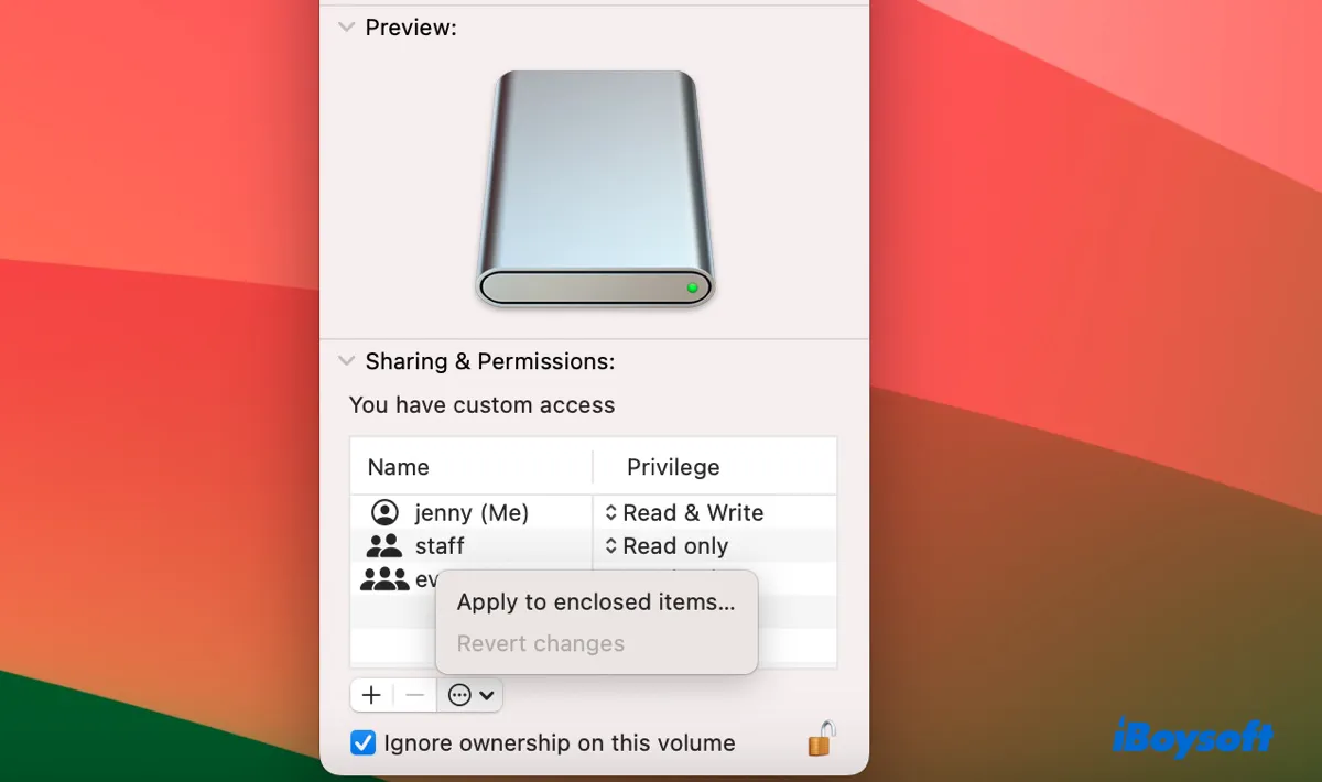 How to change permission on Mac