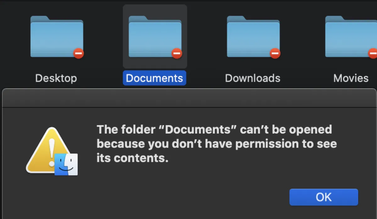 The folder cant be opened because you dont have permission to see its contents
