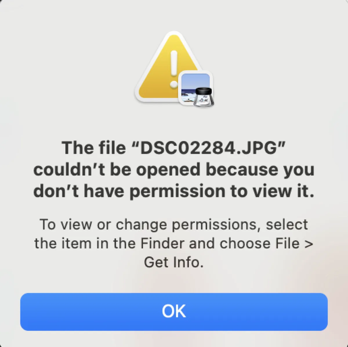 The file couldnt be opened because you dont have permission to view it