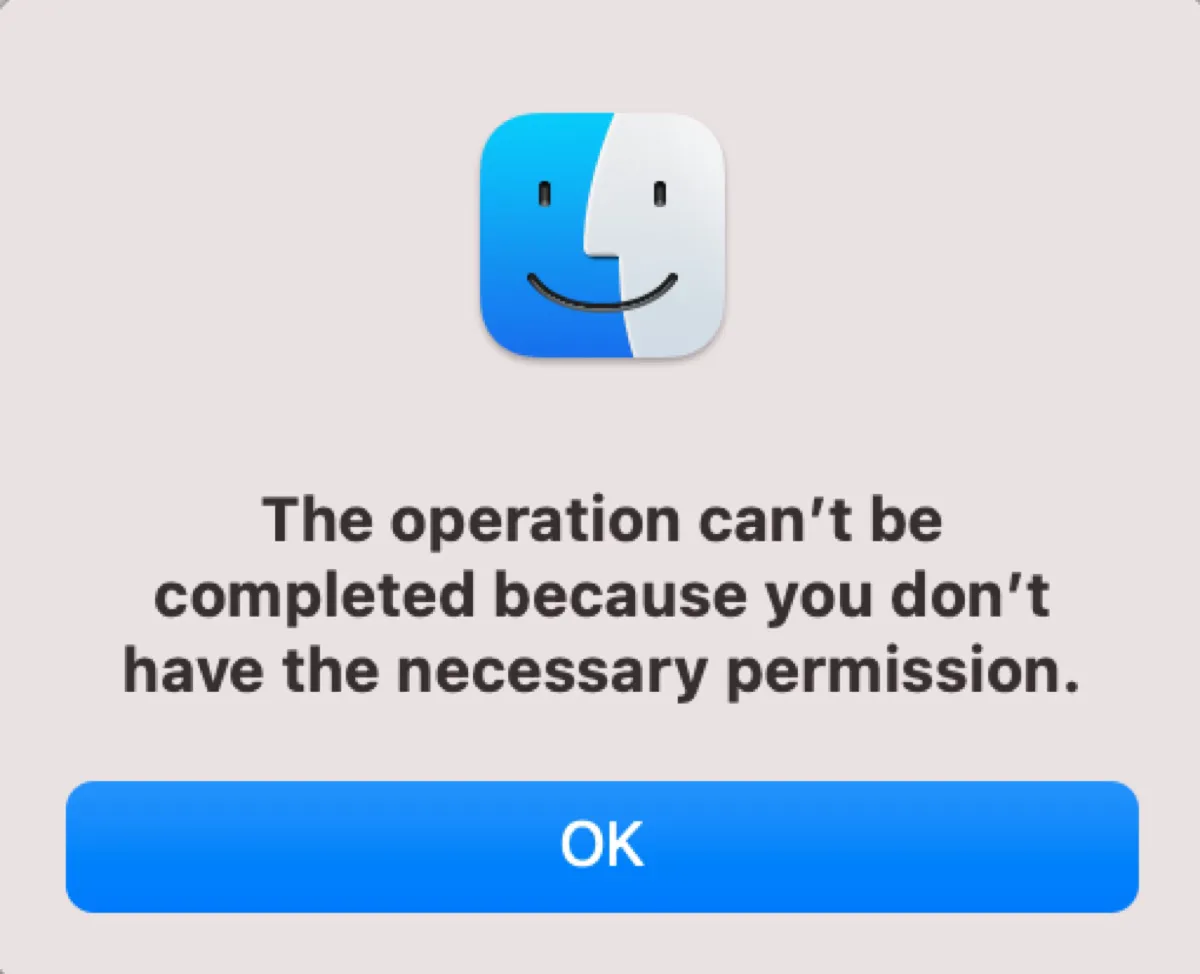 The operation cant be completed because you dont have the necessary permission