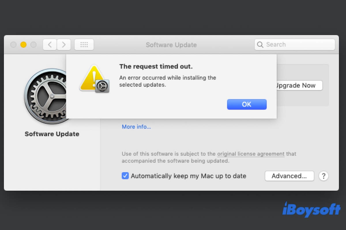 The request timed out Mac update