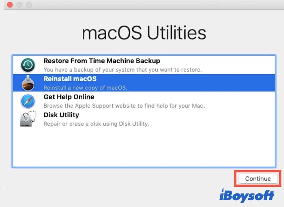 réinstaller macOS en mode de récupération