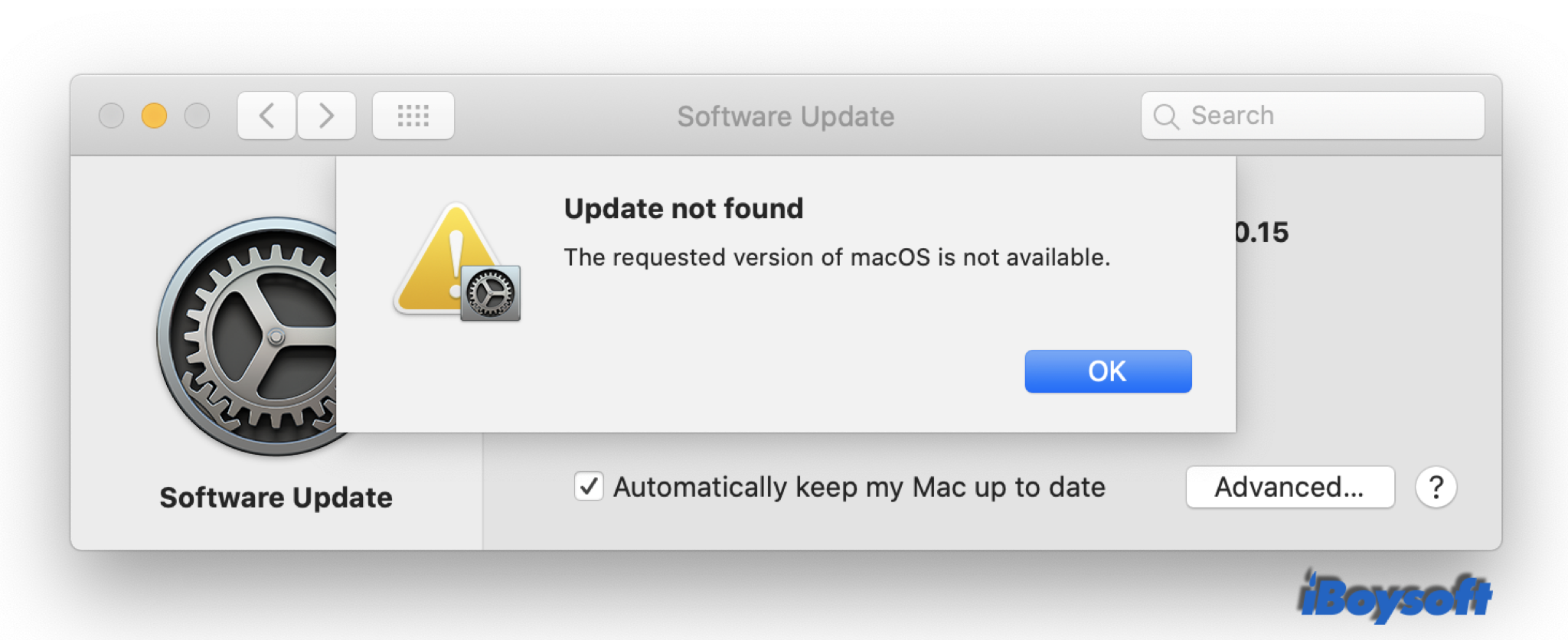 要求されたバージョンのmacOSが見つかりません