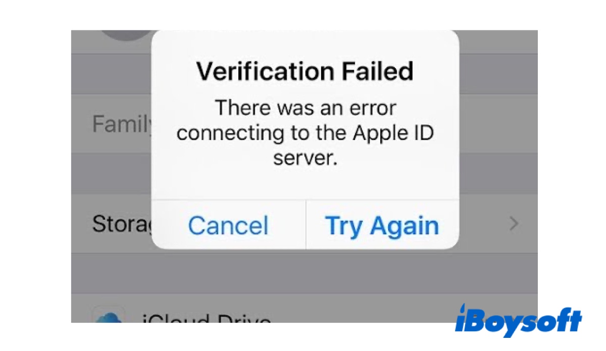 There was an error connecting to the Apple ID server on iPhone