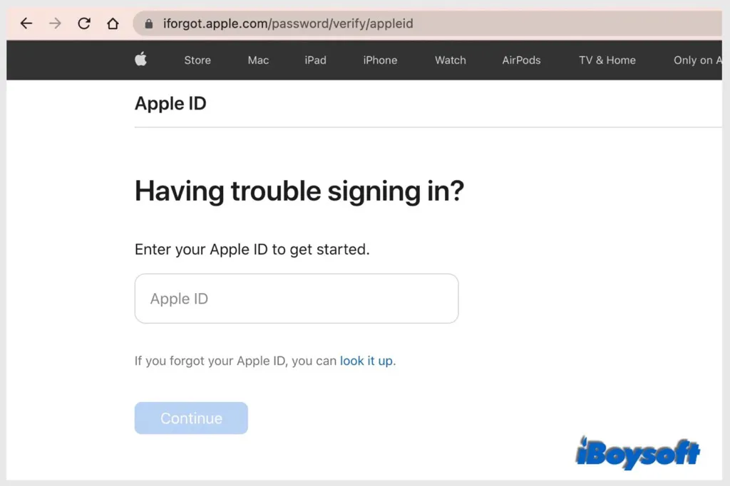 reset apple id password