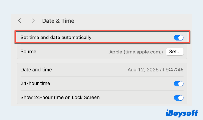 verificar configuración de fecha y hora