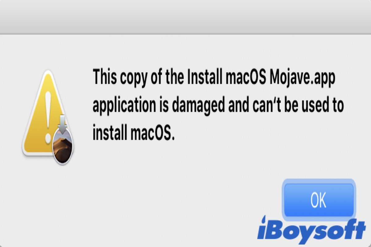 This copy of the Install macOS is damaged