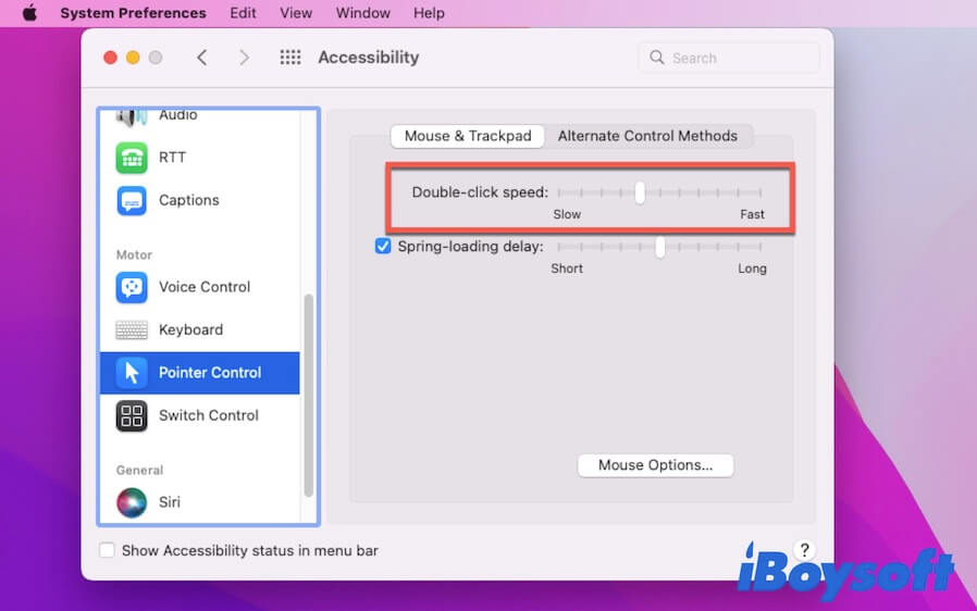 change double clicking settings of the Trackpad