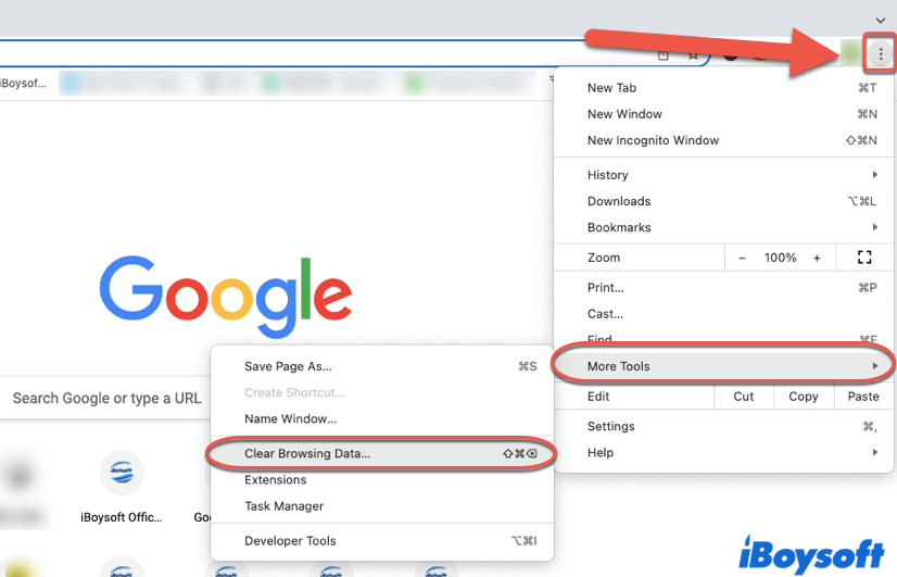 clear Chrome browsing data 