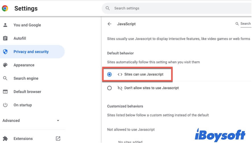 enable JavaScript in Chrome