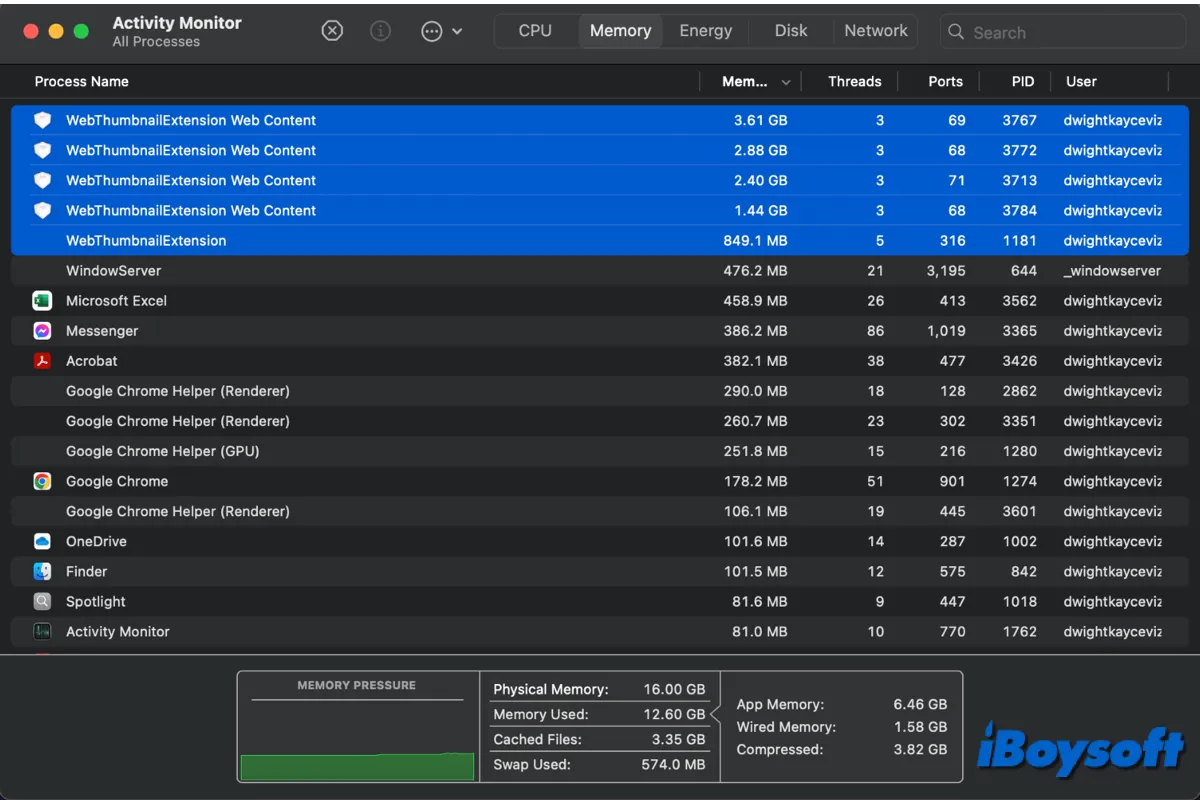 WebThumbnailExtension hoher CPU- und Speicherverbrauch